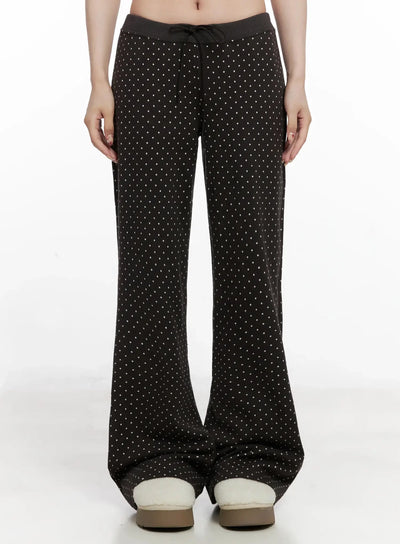 polka-dot-bootcut-flare-pants-in514 / Brown
