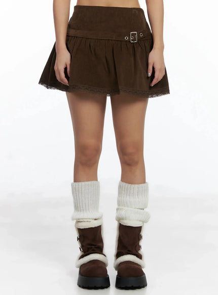 belted-lace-skort-id503 / Brown