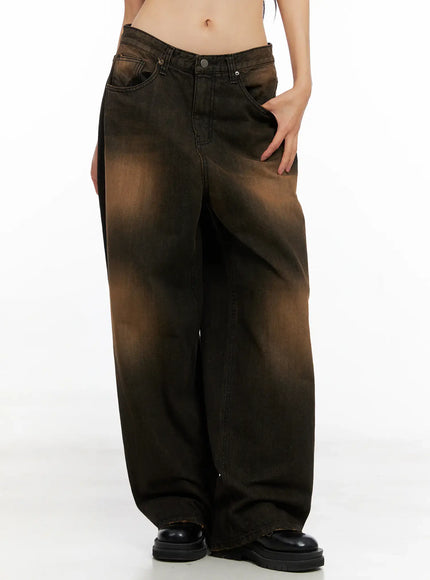 analia-washed-wide-leg-jeans-co529 / Brown