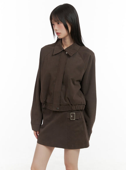 solid-suede-collar-jacket-cg426 / Brown