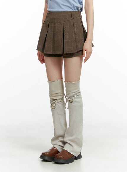 pleated-mini-skort-cl402 / Brown