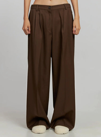 brown-pleated-slacks-ij505 / Brown
