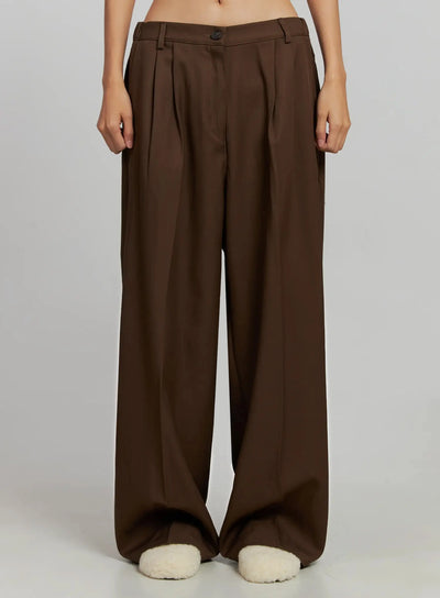 brown-pleated-slacks-ij505 / Brown