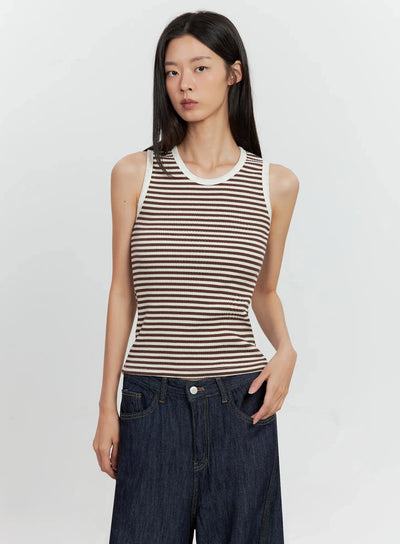 striped-knit-tank-top-il528 / Brown