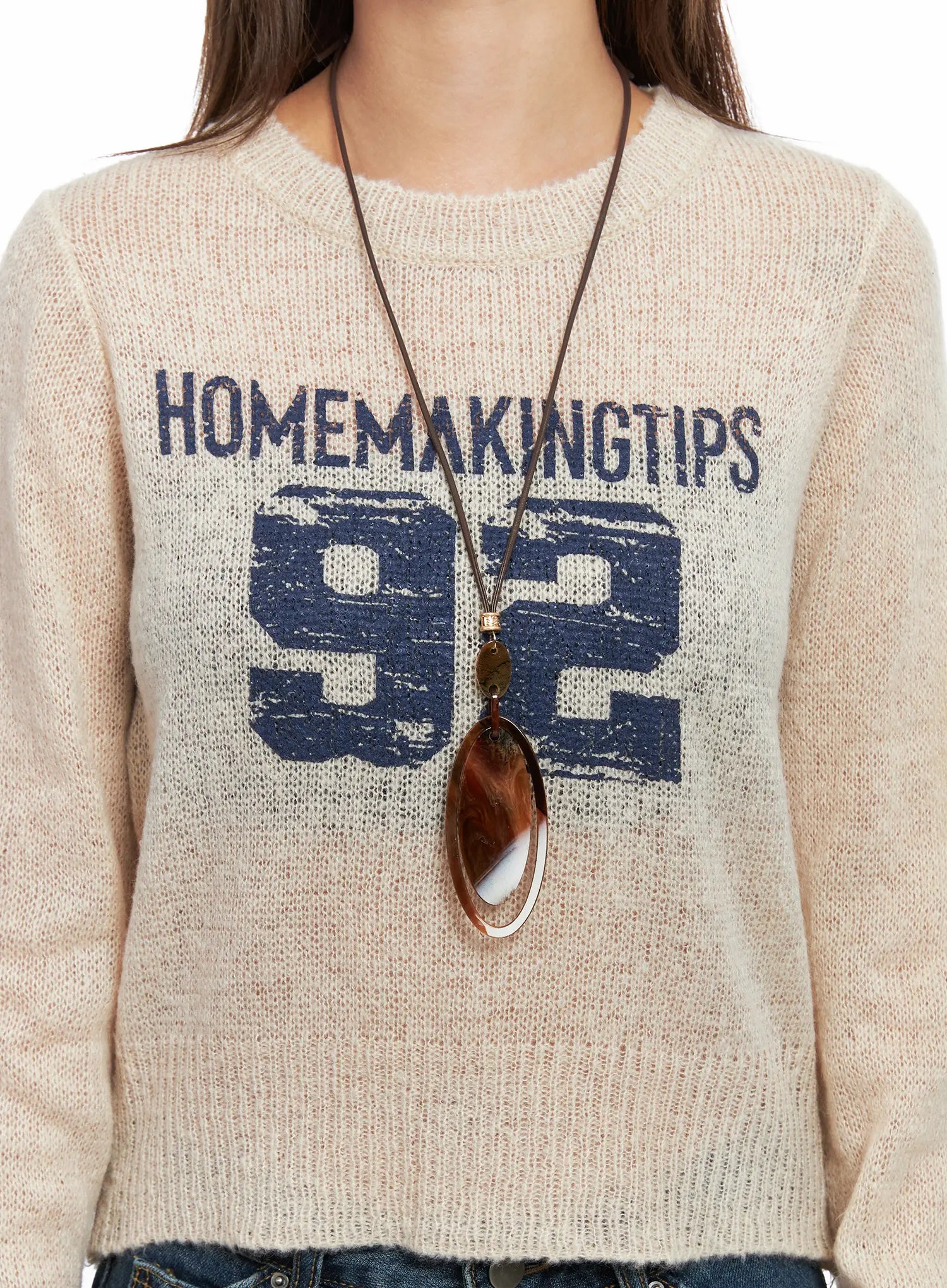 large-pendant-long-necklace-co513 / Brown