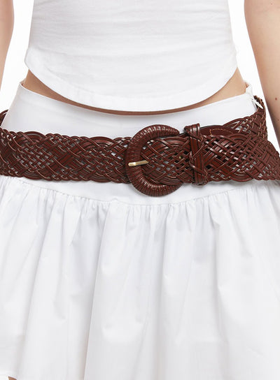 faux-leather-waist-belt-iu504 / Brown