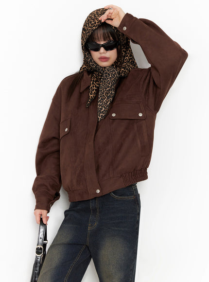 suede-bomber-jacket-in503 / Brown