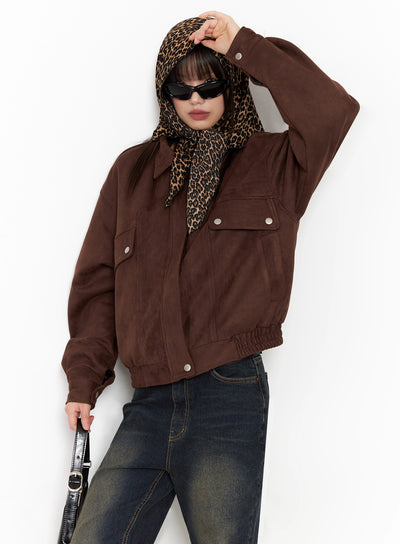 suede-bomber-jacket-in503 / Brown