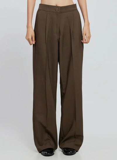 brown-wide-leg-tailored-pants-io530 / Brown