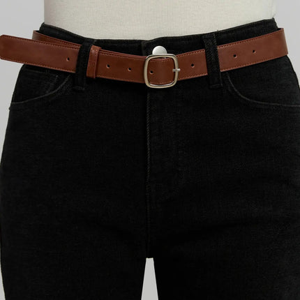 square-buckle-slim-belt-ij502 / Brown