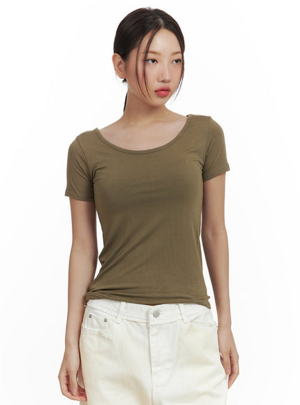 round-neck-solid-tee-cu420 / Brown