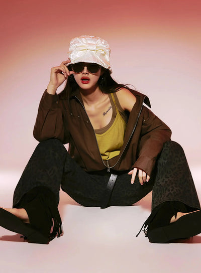 urban-studded-bomber-jacket-ia508 / Brown