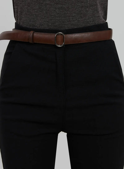 slim-oval-buckle-belt-ij509 / Brown