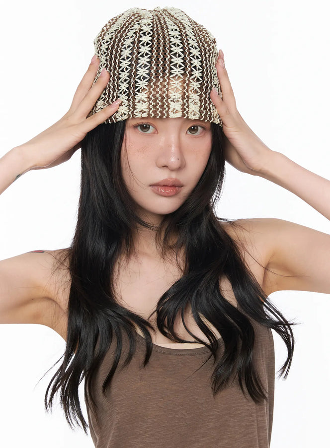bohemian-crochet-beanie-ca527 / Brown