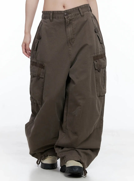 utility-pocket-wide-leg-trousers-cs501 / Brown