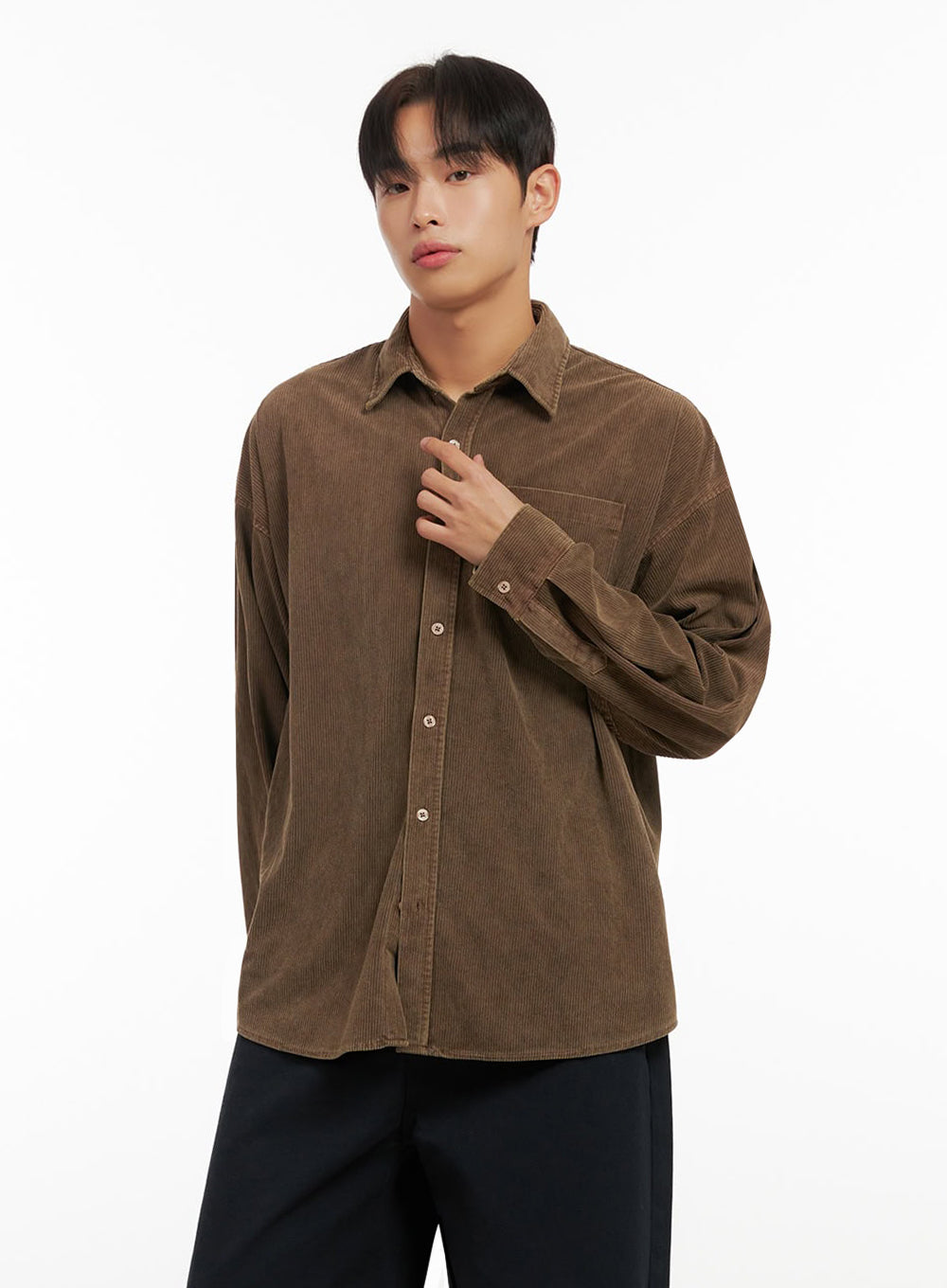 mens-cozy-corduroy-collar-shirt-id413 / Brown