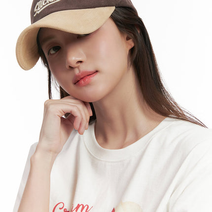 corduroy-embroidered-cap-ij510 / Brown