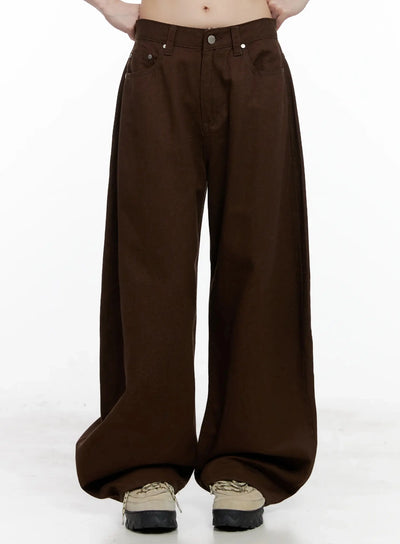 wide-leg-brown-cotton-pants-il531 / Brown