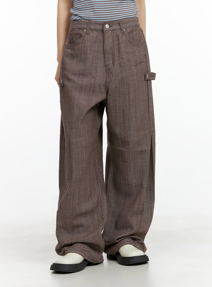 strap-wide-leg-pants-cy428 / Brown