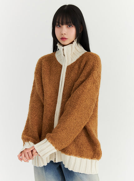 cozy-oversized-knit-sweater-jacket-cn307 / Brown