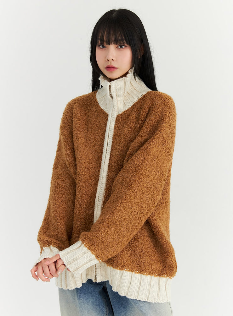 cozy-oversized-knit-sweater-jacket-cn307 / Brown