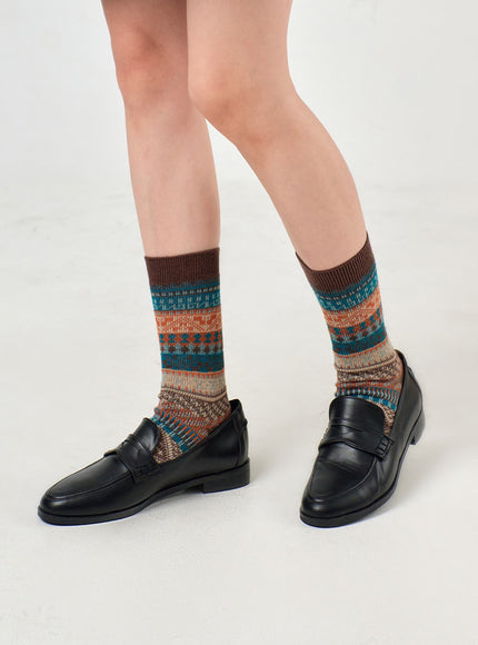 vintage-striped-socks-of405 / Brown