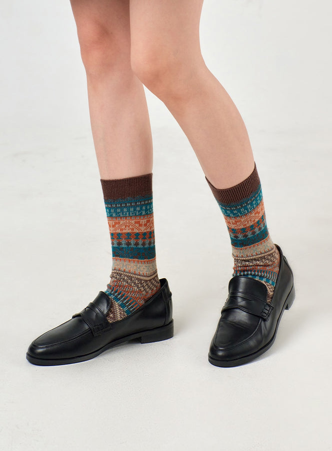 vintage-striped-socks-of405 / Brown