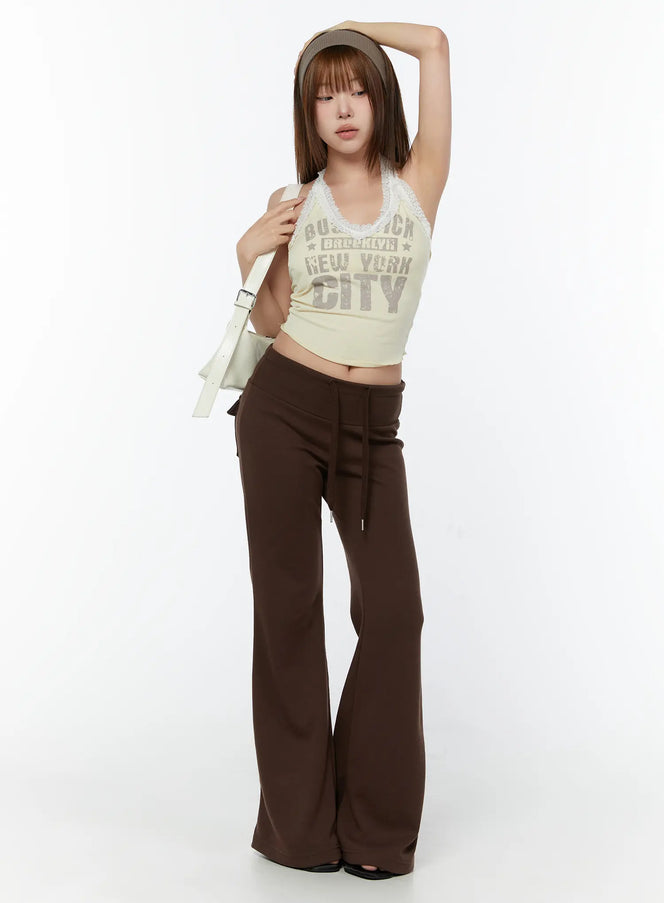 high-waisted-bootcut-lounge-pants-cy518 / Brown