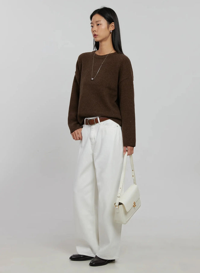 essential-crewneck-sweater-ij509 / Brown