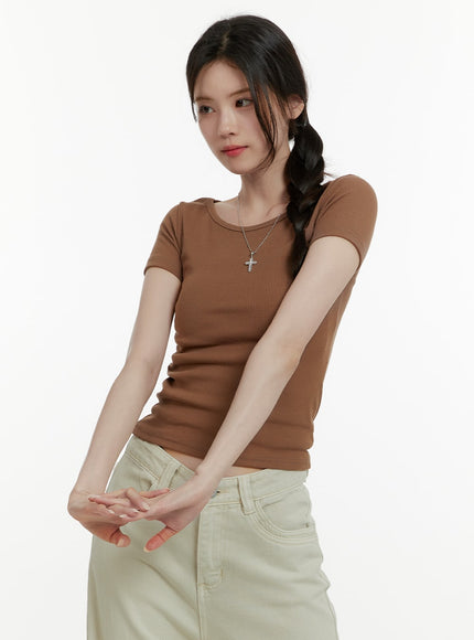 u-neck-crop-t-shirt-oa405 / Brown