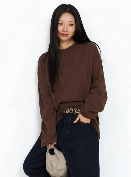 relaxed-fit-long-sleeve-tee-ia507 / Brown