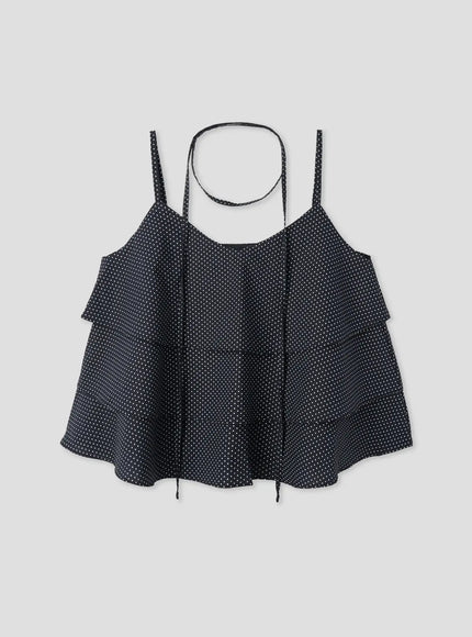polka-dot-ruffle-cami-iu526 / Dark blue