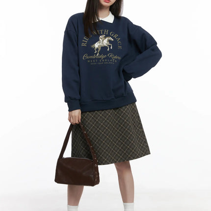 plaid-midi-skirt-cj506 / Dark beige