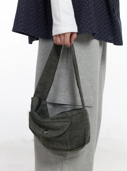 pocket-herringbone-bag-cj527 / Dark beige