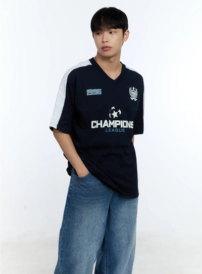 mens-v-neck-champions-league-graphic-jersey-ig515 / Dark blue