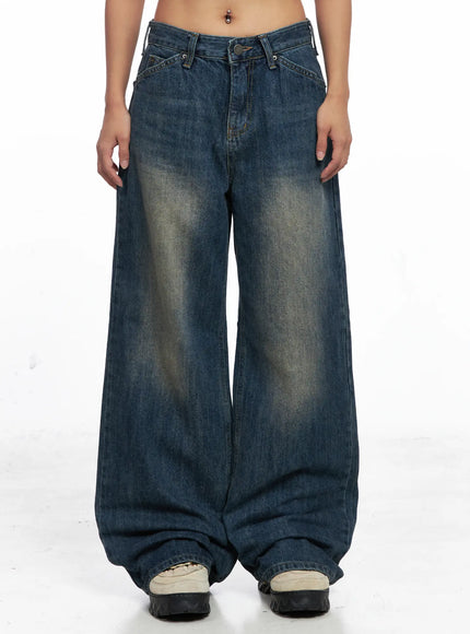 jaden-back-seam-washed-baggy-jeans-co510 / Dark blue