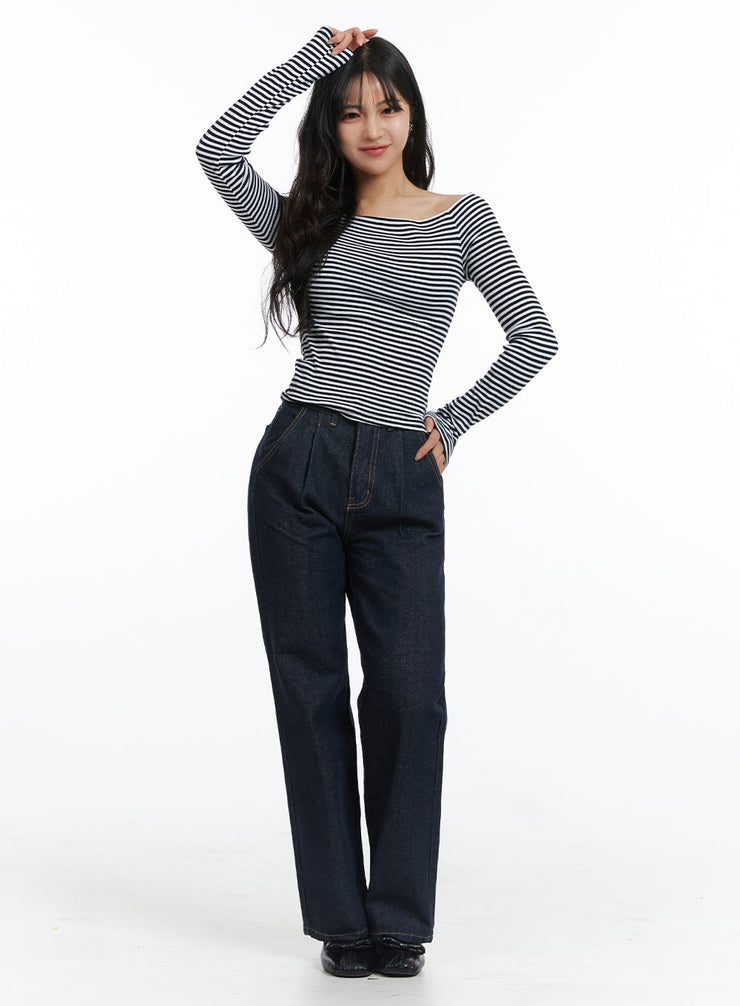 denim-straight-leg-jeans-oj431 / Dark blue