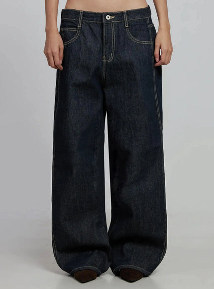 jillian-dark-wash-casual-straight-jeans-im520 / Dark blue