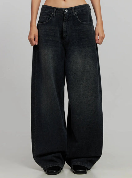 aubree-washed-wide-jeans-ij502 / Dark blue
