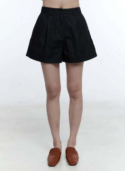 fatima-wide-fit-denim-shorts-cg513 / Dark blue
