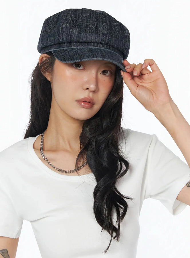 vintage-style-denim-hunting-cap-iu508 / Dark blue