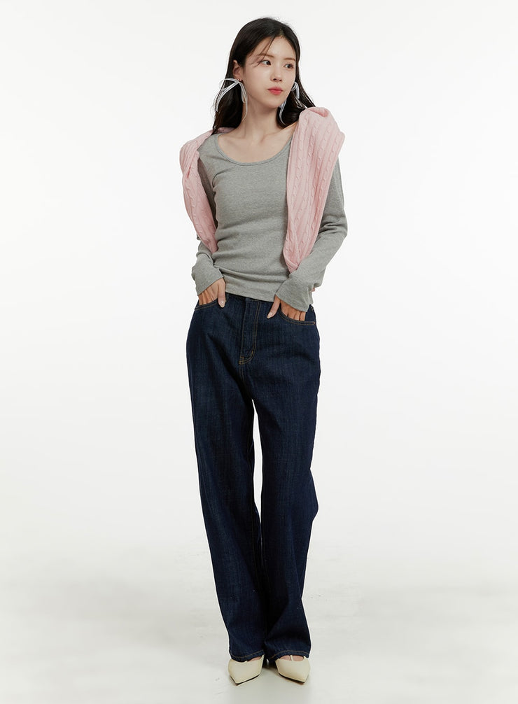 classic-cotton-straight-jeans-oa405 / Dark blue