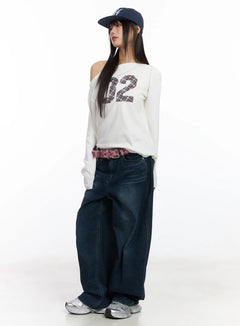 amina-wide-leg-fleece-jeans-cd522 / Dark blue