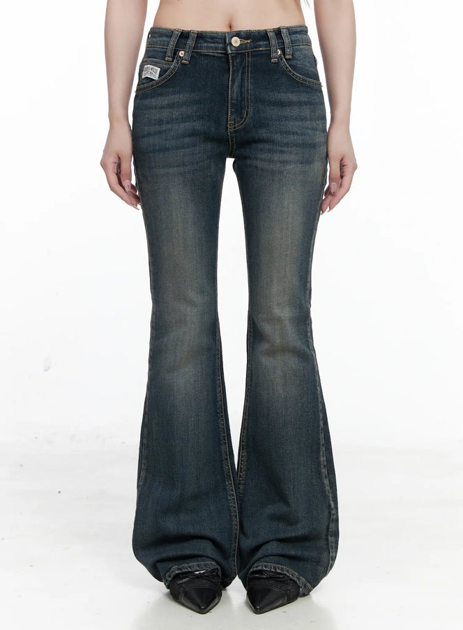 rose-washed-bootcut-jeans-co520 / Dark blue