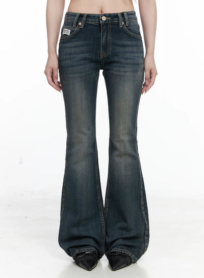 rose-washed-bootcut-jeans-co520 / Dark blue