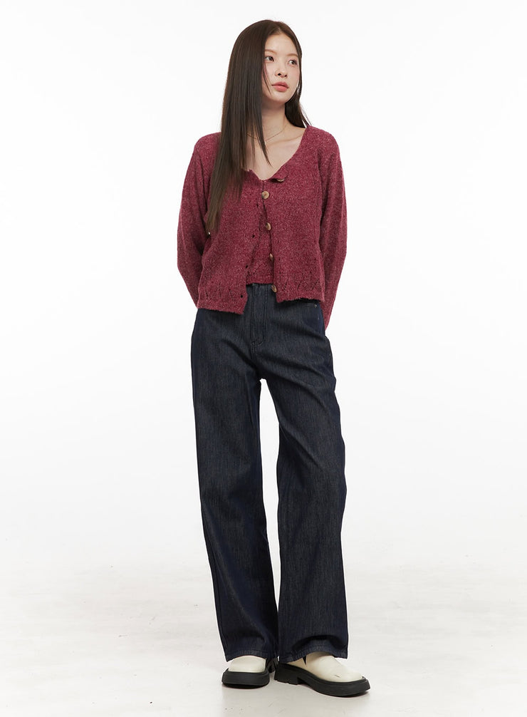 minnie-warm-wide-leg-jeans-od412 / Dark blue