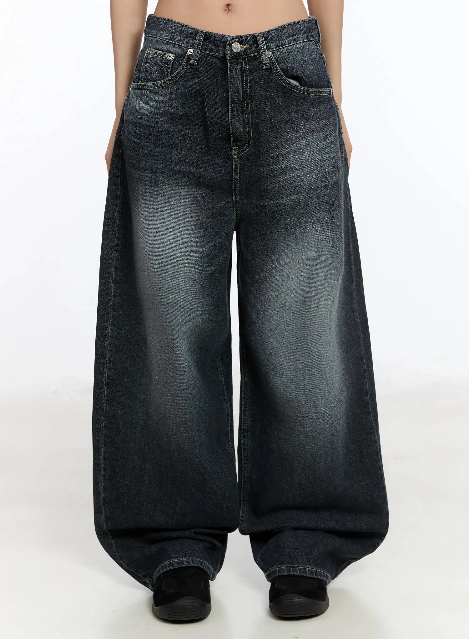naeu-dark-washed-wide-jeans-im509 / Dark blue