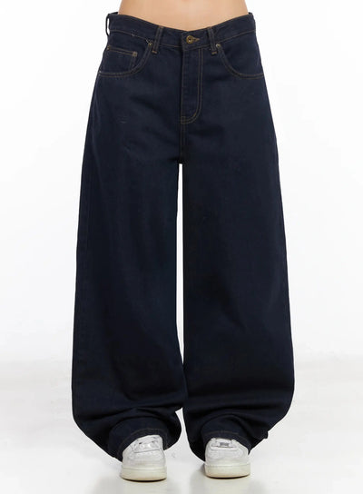 annette-dark-wash-no-fade-baggy-jeans-ia507 / Dark blue