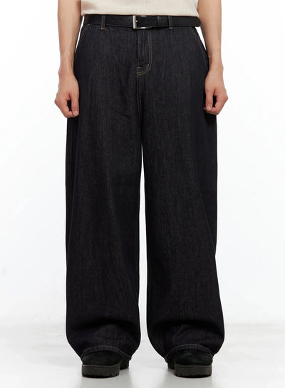 mens-dark-denim-baggy-jeans-il516 / Dark blue