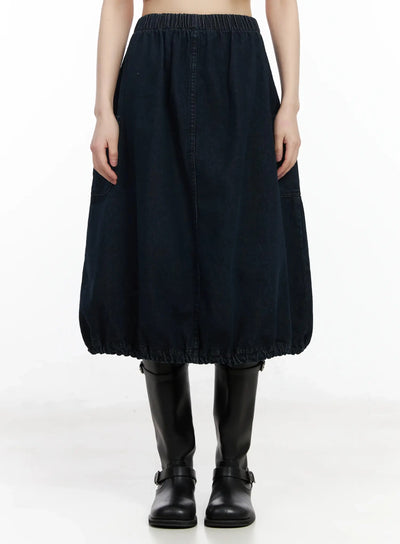 balloon-denim-skirt-im530 / Dark blue